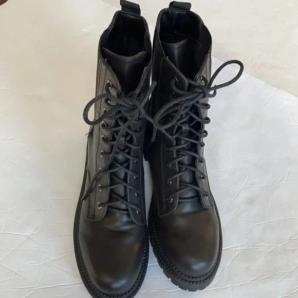 Rock & Candy lace up combat boots Black NWOT Women’s 6.5 Chunky heel - Picture 4 of 9